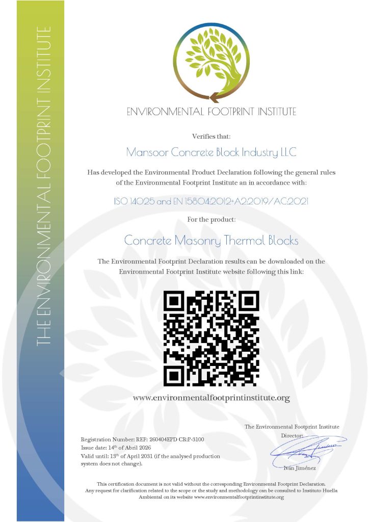 EPD Certificate - Thermal Blocks